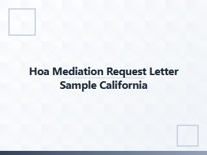 Hoa Mediation Request Letter Sample California