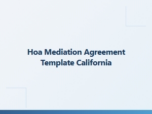 Hoa Mediation Agreement Template California