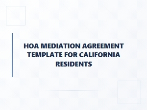 Hoa Mediation Agreement Template for California Residents